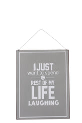 Placard Life/Vie English/French Metal Grey/White - (12146)